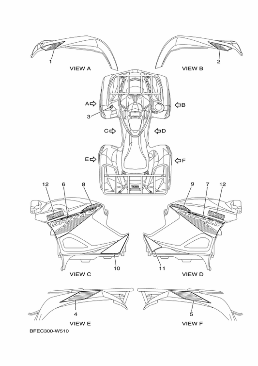 Yamaha 5UH-F173B-30 Emblem 3D — shown on the Graphics parts diagram