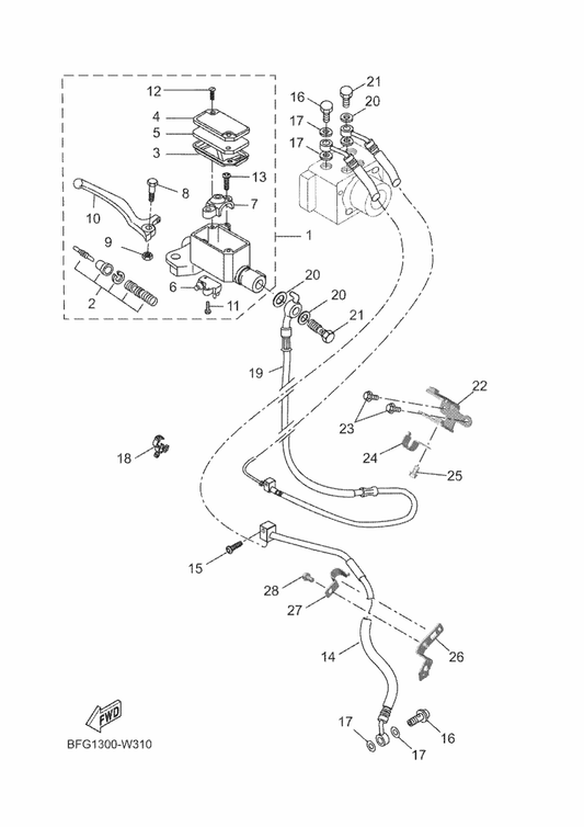 Yamaha B6G-H3922-00 . Lever 2 — shown on the Front Master Cylinder parts diagram