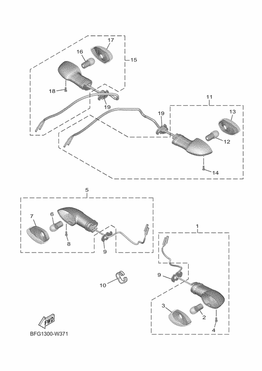 Yamaha 2PN-83340-00 Rear Flasher Light Assy 2 — shown on the Flasher Light parts diagram