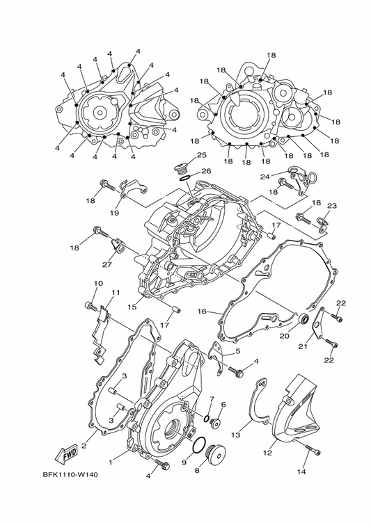 Yamaha 1S3-15113-00 Plate — shown on the Crankcase Cover 1 parts diagram