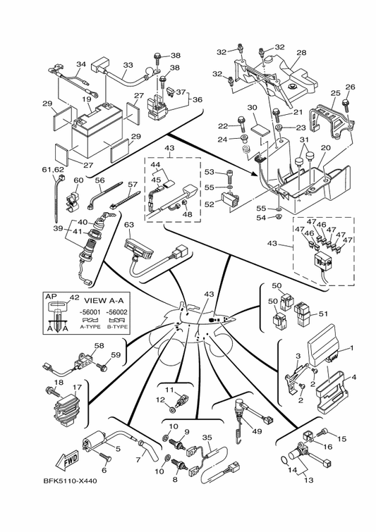 Yamaha BMD-8591A-00 Engine Control Unit Assy — shown on the Electrical 1 parts diagram