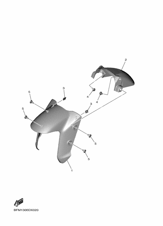Yamaha BFM-F1511-00-P1 Fender, Front — shown on the Front Fender parts diagram