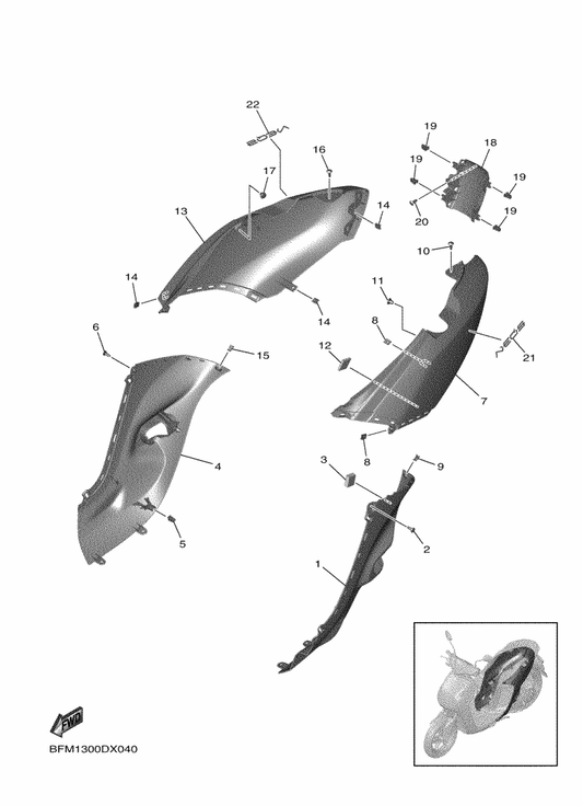 Yamaha BFM-F1731-00-P1 Cover, Side 3 — shown on the Side Cover parts diagram