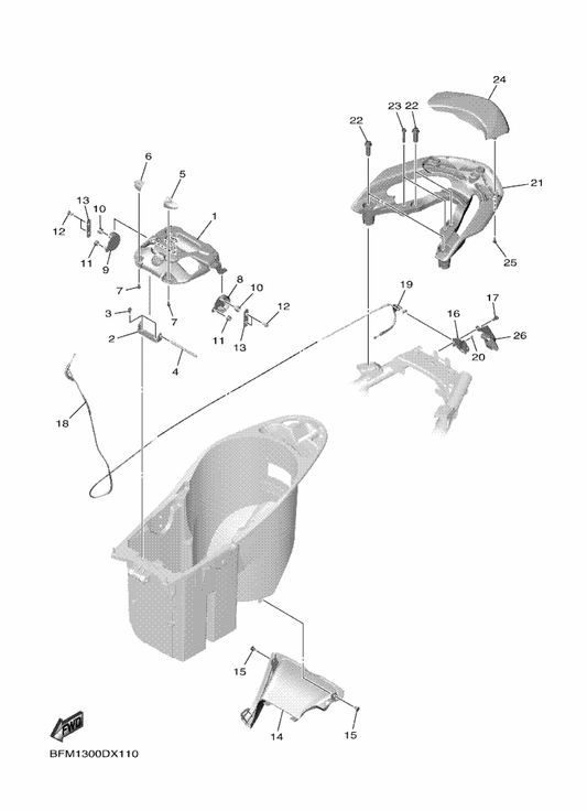 Yamaha BFM-F478E-00 Cable, Seat Lock — shown on the Seat 2 parts diagram