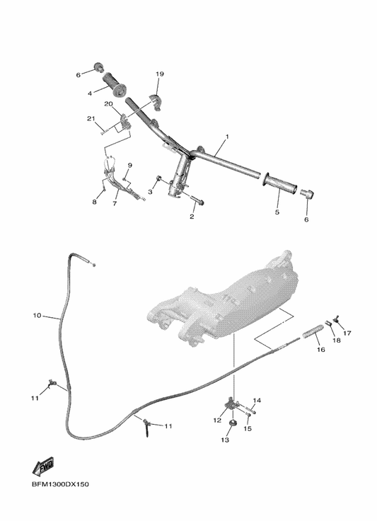 Yamaha B4U-F637G-00 Holder, Wire — shown on the Steering Handle & Cable parts diagram