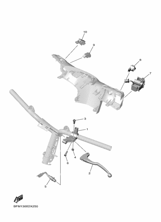 Yamaha BFM-H7280-00 Switch, Select — shown on the Handle Switch & Lever parts diagram