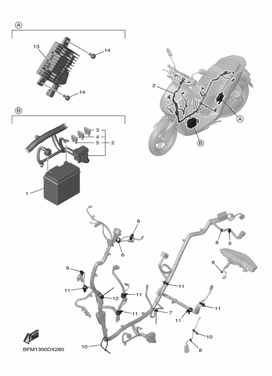 Yamaha 2BM-H2151-01 . Fuse (7.5A) — shown on the Electrical 2 parts diagram