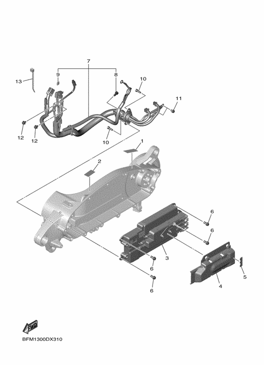 Yamaha BFM-HC1Y1-00 Label, Power Unit — shown on the Power Unit 3 parts diagram