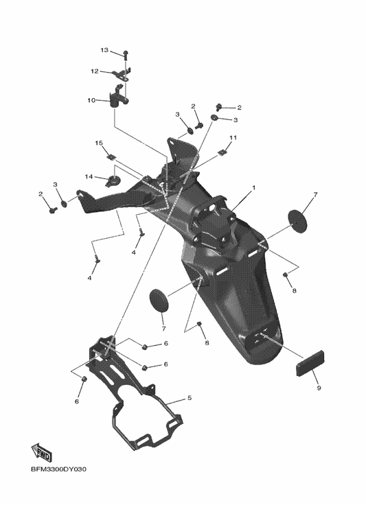 Yamaha BFM-F1611-10 Fender, Rear — shown on the Rear Fender parts diagram