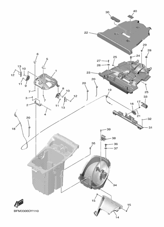 Yamaha BFM-F478E-10 Cable, Seat Lock — shown on the Seat 2 parts diagram