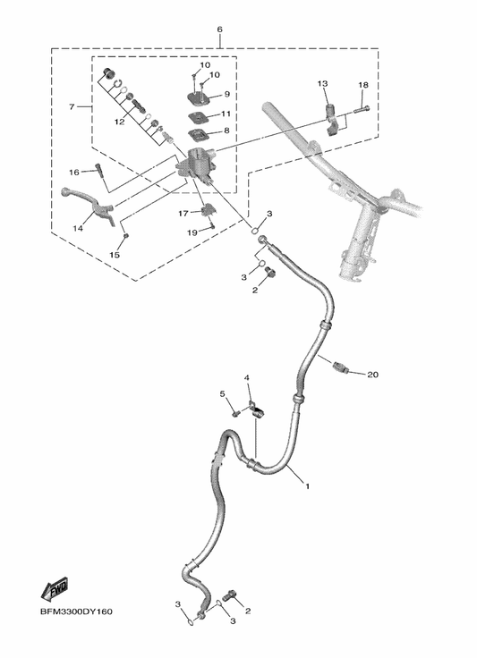 Yamaha B5D-F5867-00 . Bracket, Master Cylinder — shown on the Front Master Cylinder parts diagram