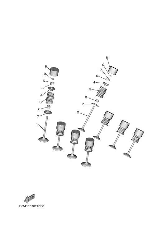 Yamaha 1WS-12111-10 Valve, Intake — shown on the Valve parts diagram