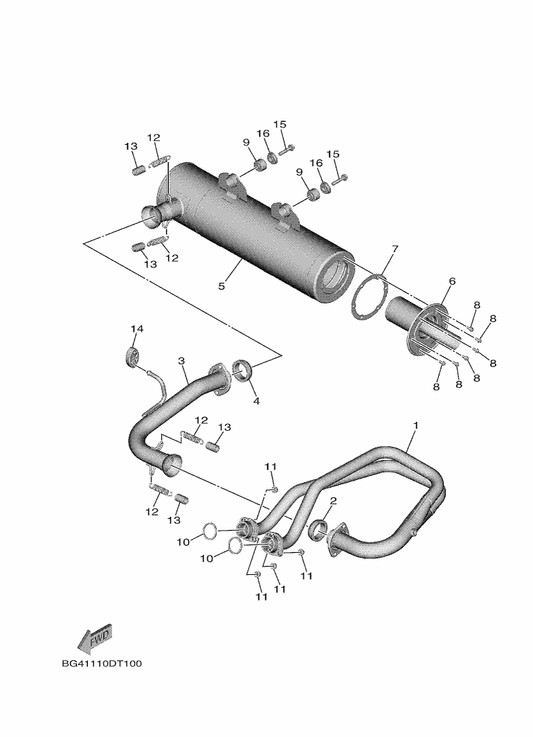 Yamaha BG4-1464K-00 Pipe, 4-3 — shown on the Exhaust parts diagram
