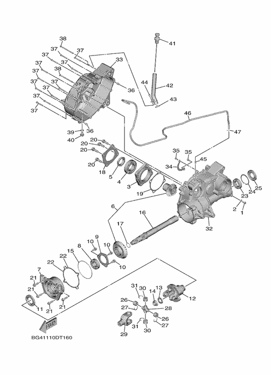 Yamaha BG4-17530-00 Pinion Set — shown on the Middle Drive Gear parts diagram