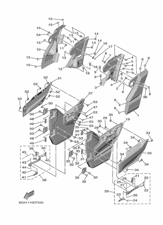 Yamaha BG4-K817J-00 Trim, Side Panel 2 — shown on the Side Cover parts diagram