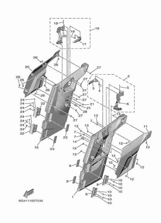 Yamaha BG4-K8571-00 Pnl, Door Rr, Lh — shown on the Side Cover 2 parts diagram