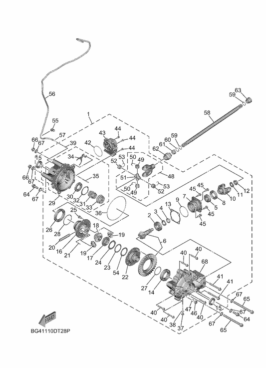 Yamaha BG4-48233-00 . Gear 2 (14T) — shown on the Front Differential parts diagram