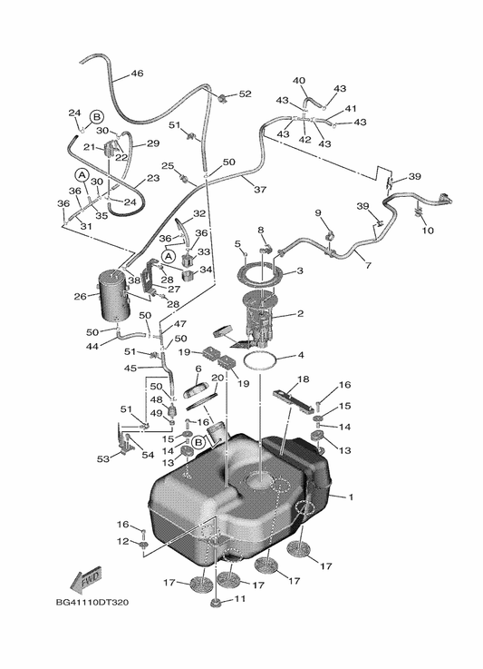 Yamaha 90445-09045 Hose (L260) — shown on the Fuel Tank parts diagram