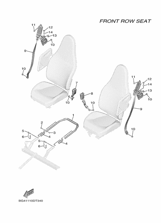 Yamaha BG4-F470R-01 Fr. Belt Receiver Assy — shown on the Seat 2 parts diagram