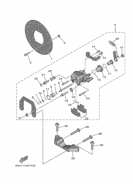 Yamaha B4J-25806-00 . Brake Pad Kit 2 — shown on the Rear Brake Caliper 2 parts diagram