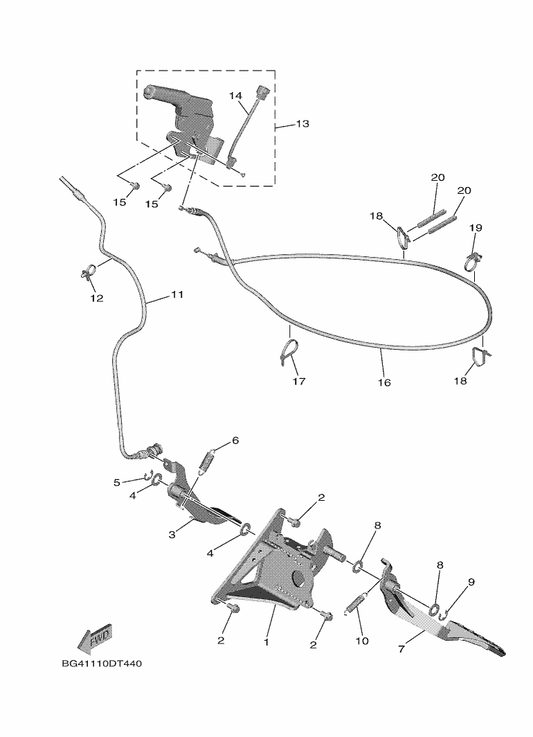 Yamaha BG4-26341-01 Wire, Brake 1 — shown on the Pedal Wire parts diagram