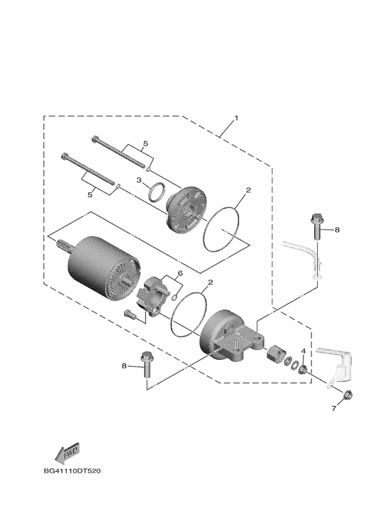 Yamaha BG4-81890-00 Motor Assy — shown on the Starting Motor parts diagram
