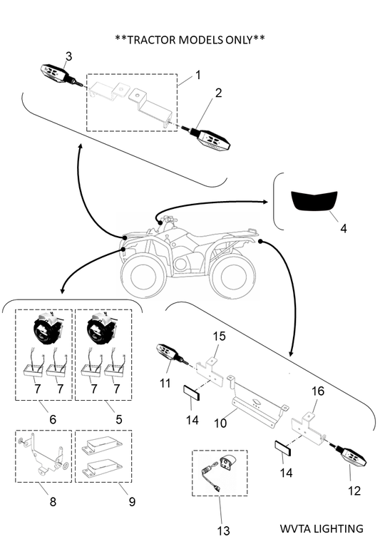 Yamaha YME-FHDLB-00-10 Headlight Bracket Kodiak 450 — shown on the Wvta Lighting parts diagram