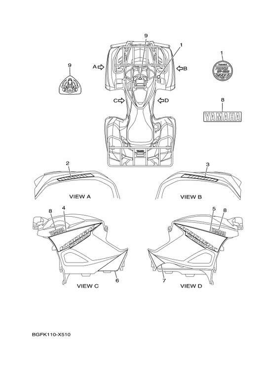 Yamaha BGF-F165D-20 Graphic, 2 — shown on the Graphics parts diagram