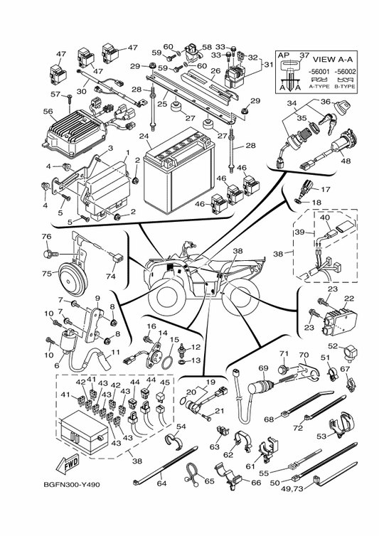Yamaha B5K-82590-03 Wire Harness Assy — shown on the Electrical 1 parts diagram