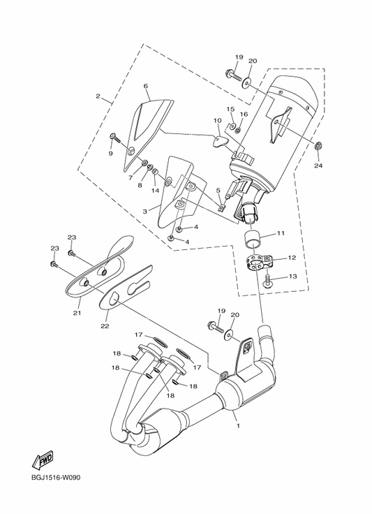 Yamaha B2X-E4602-00 Exhaust Pipe Comp. — shown on the Exhaust parts diagram