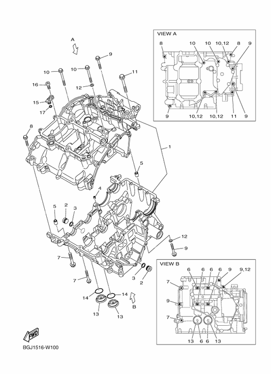 Yamaha B1X-E5150-00 Crankcase Assy — shown on the Crankcase parts diagram