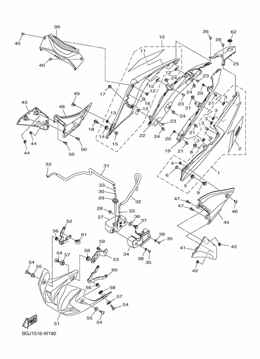 Yamaha 1PA-F836B-01 Tuning Fork Mark — shown on the Side Cover parts diagram
