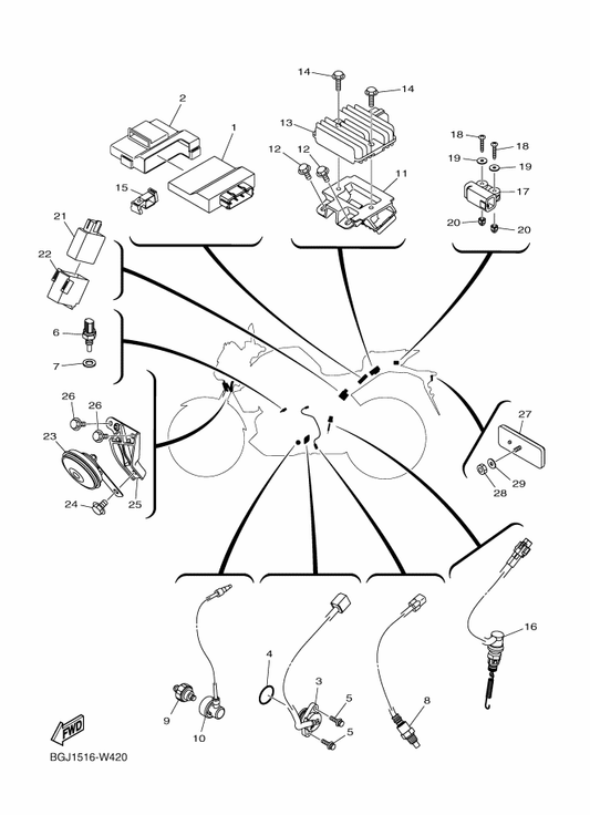 Yamaha B2X-H591A-00 Engine Control Unit Assy — shown on the Electrical 2 parts diagram