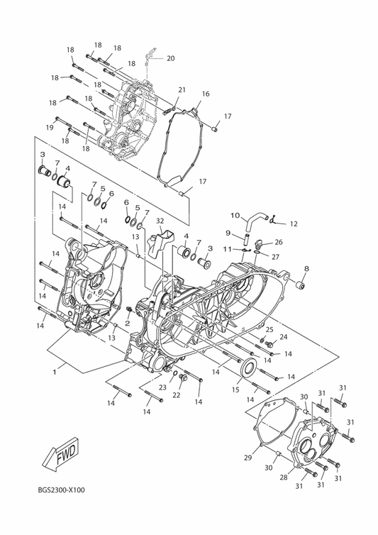 Yamaha B74-E5150-10 Crankcase Assy — shown on the Crankcase parts diagram
