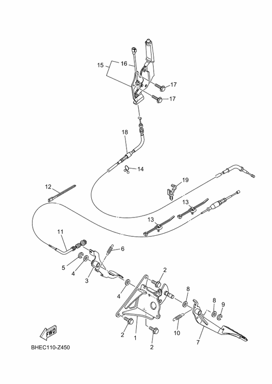 Yamaha 1XD-26341-02 Wire, Brake 1 — shown on the Pedal Wire parts diagram