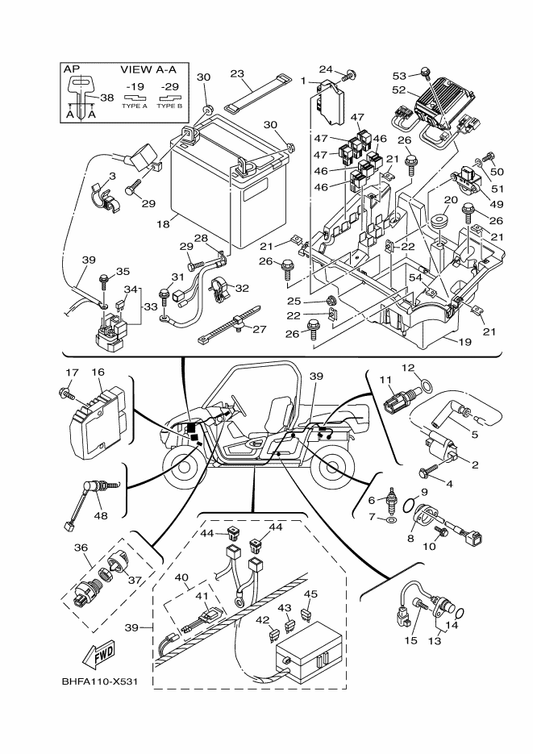 Yamaha 5B4-82180-00 . Circuit Breaker Assy — shown on the Electrical 1 parts diagram