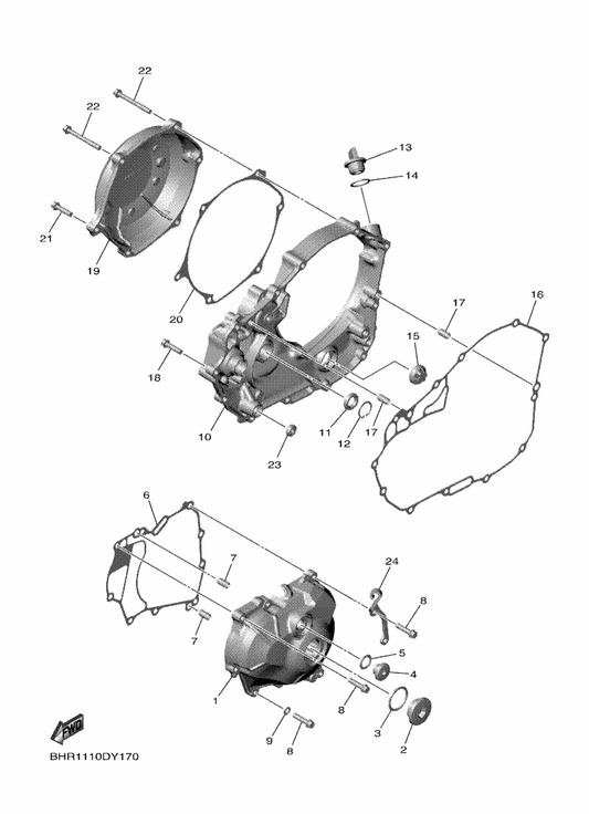Yamaha 95E32-06055 Bolt, Flange Deep Recess — shown on the Crankcase Cover 1 parts diagram