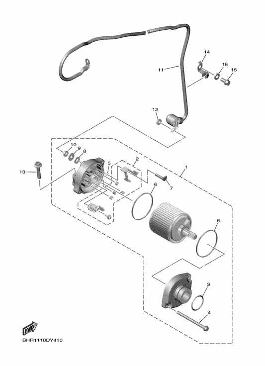Yamaha 2CR-81801-10 . Brush Set — shown on the Starting Motor parts diagram