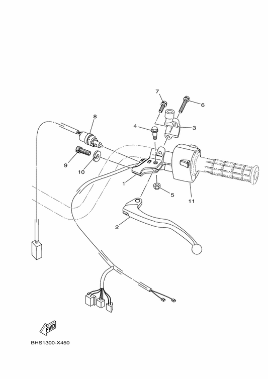Yamaha BHS-83972-00 Switch, Handle 4 — shown on the Handle Switch & Lever parts diagram