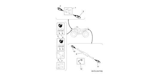 Yamaha YME-FHDLB-10-10 Led Headlight Bracket Kodiak — shown on the WVTA Lighting parts diagram