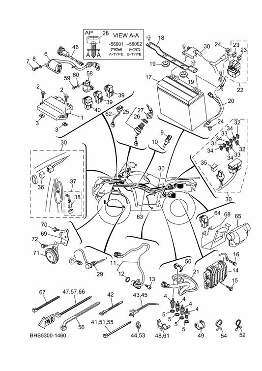 Yamaha D29-82116-00 Wire, Minus Lead — shown on the Electrical 1 parts diagram