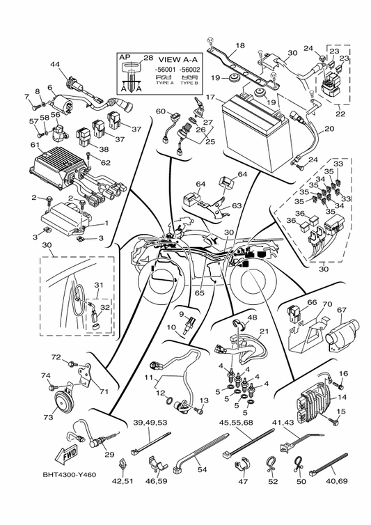 Yamaha 95D32-06012 Bolt, Flange Deep Recess — shown on the Electrical 1 parts diagram