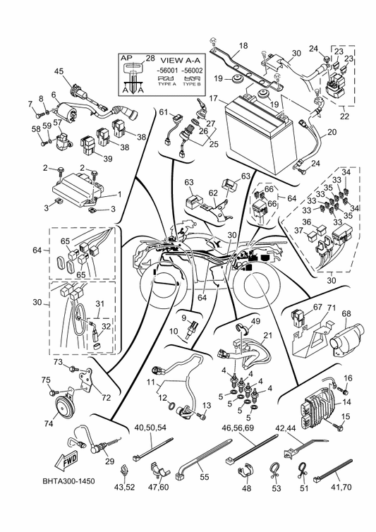 Yamaha BB5-82320-04 Ignition Coil Assy — shown on the Electrical 1 parts diagram