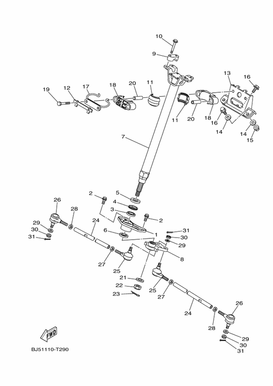 Yamaha 1CT-F3894-00 Washer, Lock 1 — shown on the Steering parts diagram