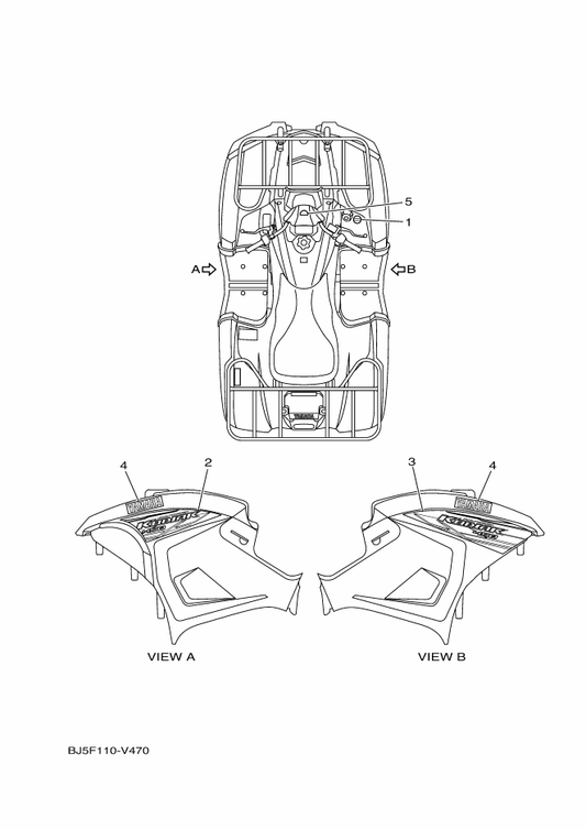 Yamaha BJ5-F1781-30 Emblem 1 — shown on the Graphics parts diagram