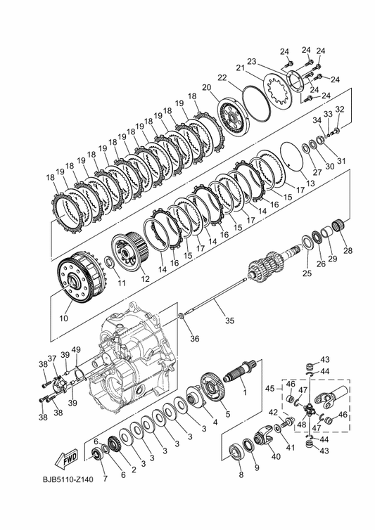 Yamaha 5YU-16321-00 Plate, Friction — shown on the Clutch parts diagram