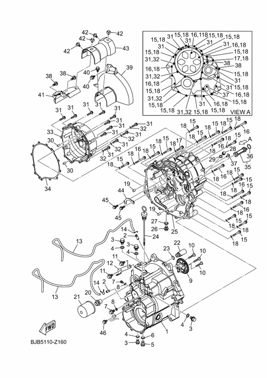 Yamaha 95E32-06045 Bolt, Flange Deep Recess — shown on the Transfer parts diagram