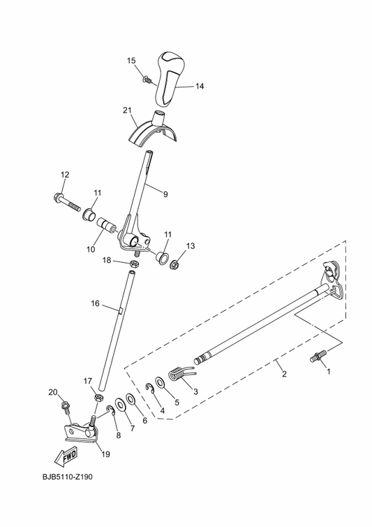 Yamaha BJB-18169-00 Arm, Shift 2 — shown on the Shift Shaft parts diagram