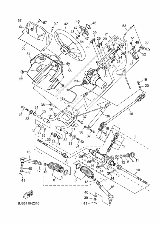 Yamaha 90506-09009 . Spring, Tension — shown on the Steering parts diagram