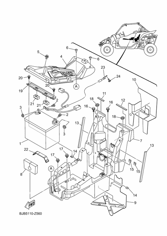 Yamaha 2HC-H2565-10 Panel, Switch — shown on the Electrical 2 parts diagram